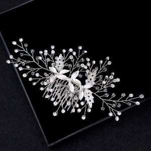 Wedding Hair Comb with Silver Rhinestones